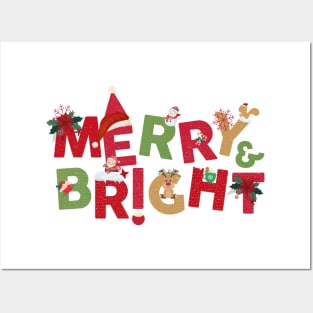 Merry and Bright xmas tshirt Posters and Art